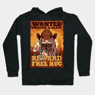 Wanted Social Distancing Free Hug Cool Cowgirl Sunset Gift Hoodie